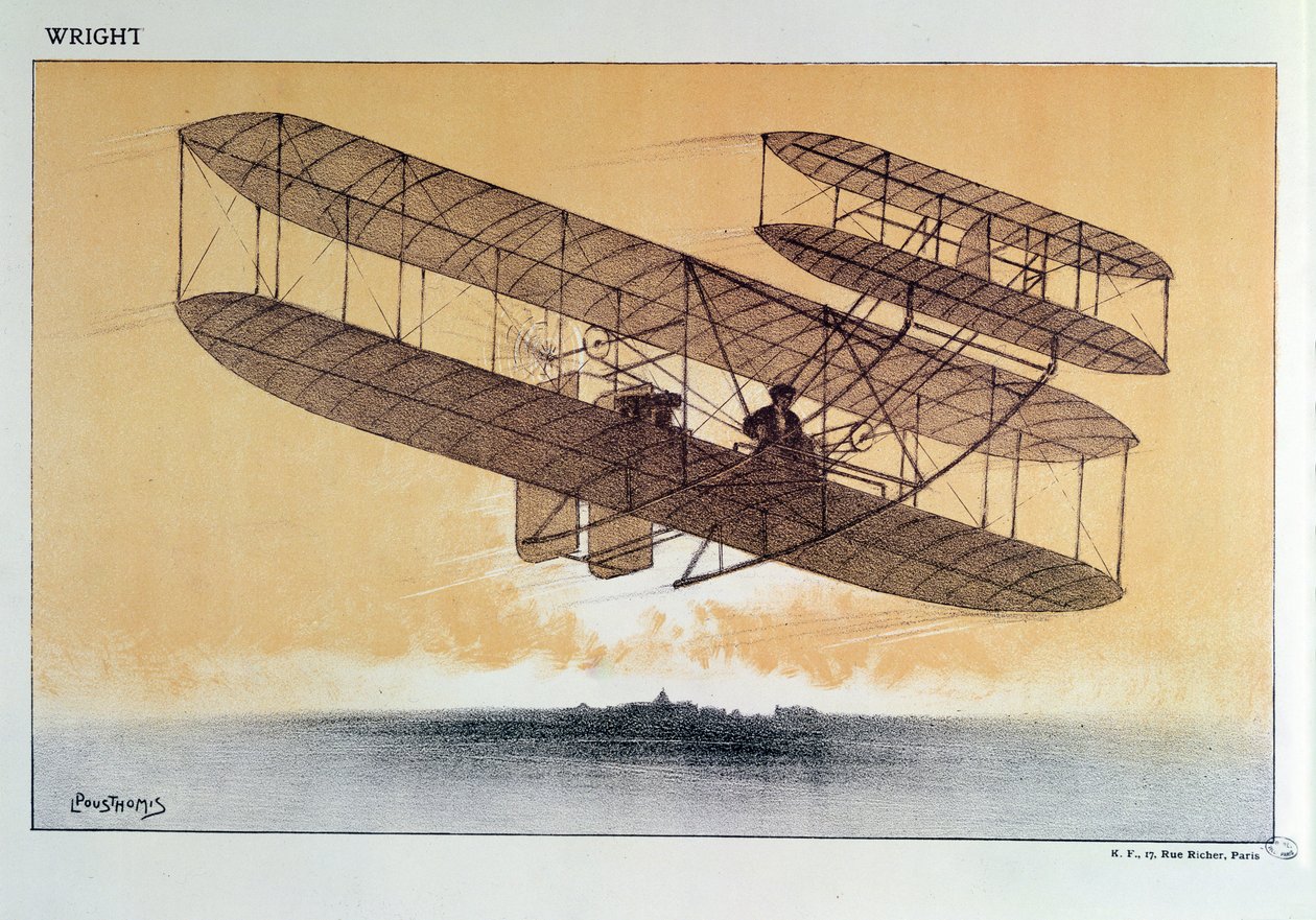 Wilbur Wright (1867-1912) ve svém „letáku“, před rokem 1914 od Leon Pousthomis