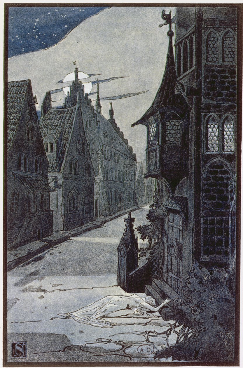 Guebwillerův mor v roce 1348, z knihy Legendy Alsaska od Georgese Spetze, 1905. od Leon Schnug