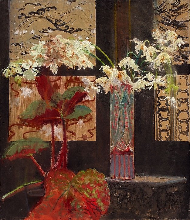 Bílé orchideje a begonie. od Leon Wyczokowski