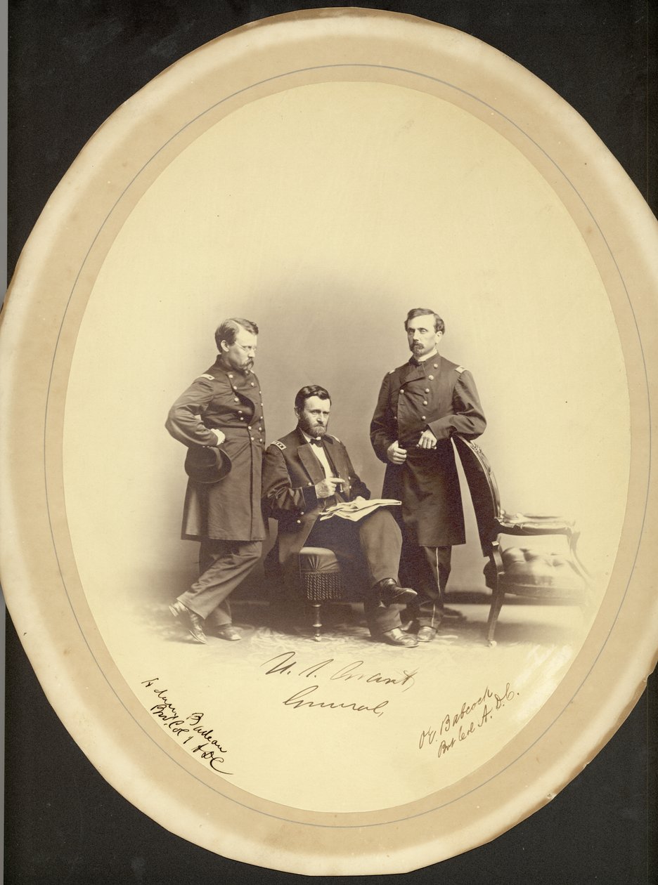 Generálporučík Ulysses S. Grant, Bvt. Plukovník Adam Budeau a Bvt. Plk. O.E. Babcocku. od Leon van Loo