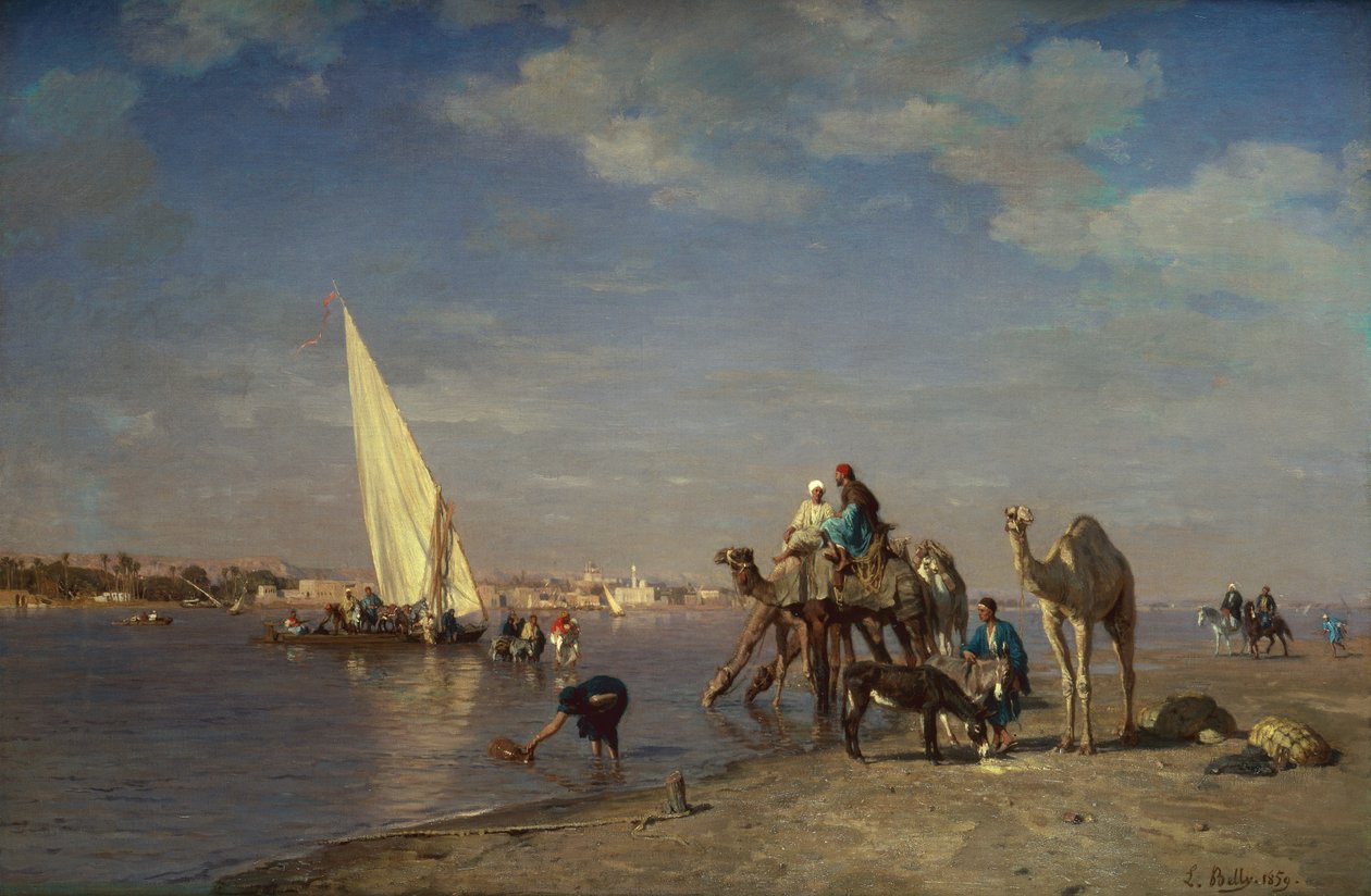Scéna u Nilu od Leon Auguste Adolphe Belly