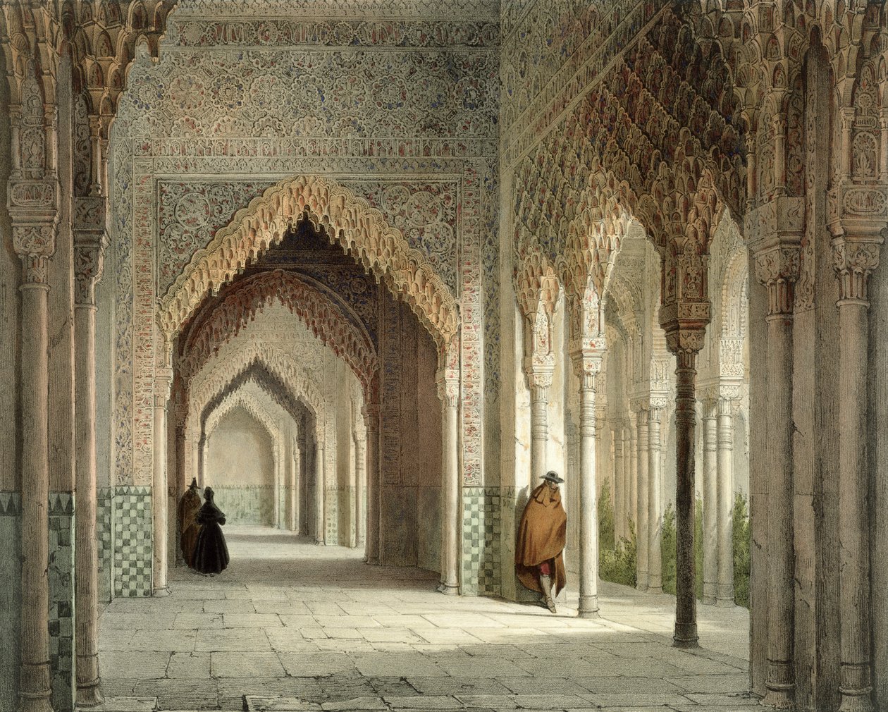 Soudní síň Alhambra, Granada, 1853 od Leon Auguste Asselineau