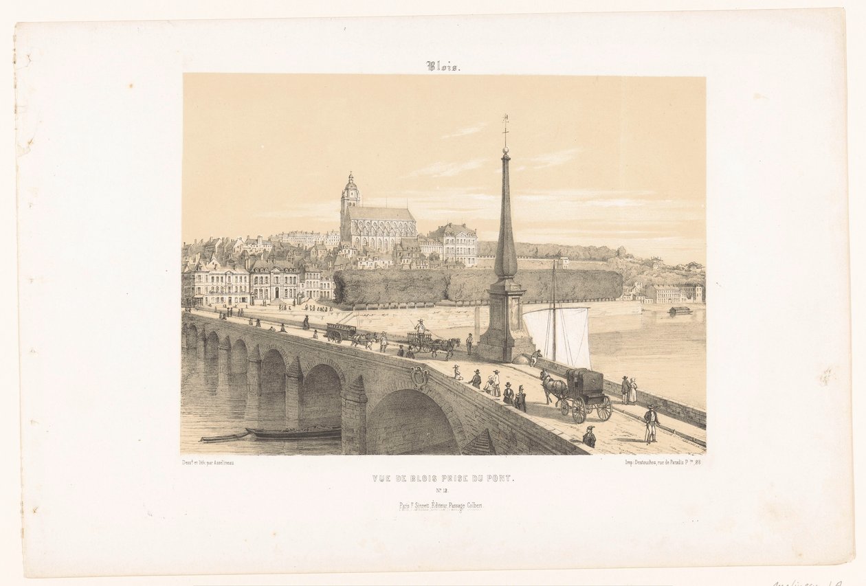 Pohled na Blois z mostu Vue de Blois prize du pont (titul na předmětu) Současná Francie (název série) La France de nos jours (název série) od Leon Auguste Asselineau