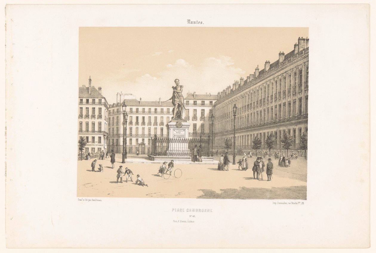Pohled na Cours Cambronne v Nantes Nantes. Umístěte Cambronne (název na objektu) Současná Francie (název série) La France de nos jours (název série) od Leon Auguste Asselineau