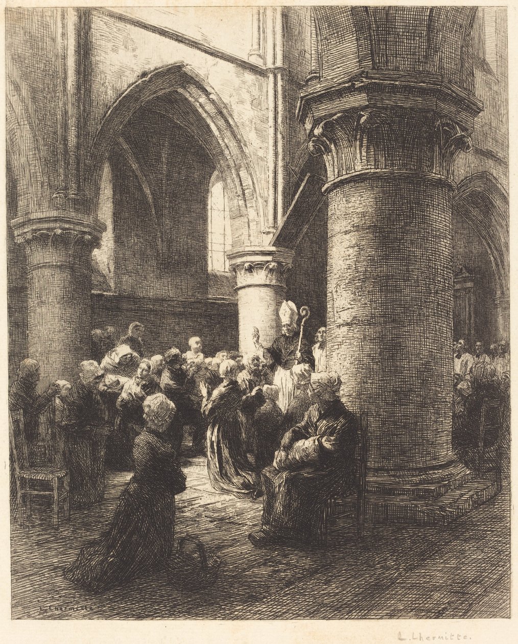 Biskupská vizitace od Leon Augustin Lhermitte