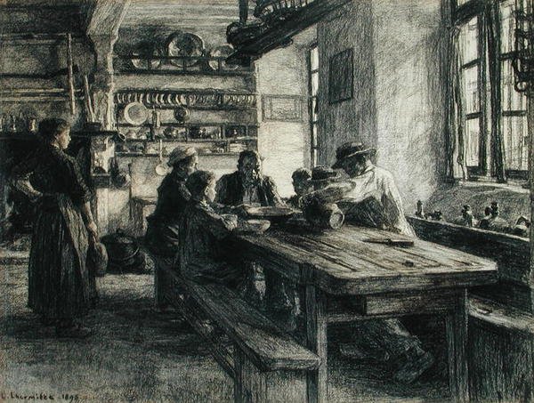 Postavy v interiéru kuchyně od Leon Augustin Lhermitte