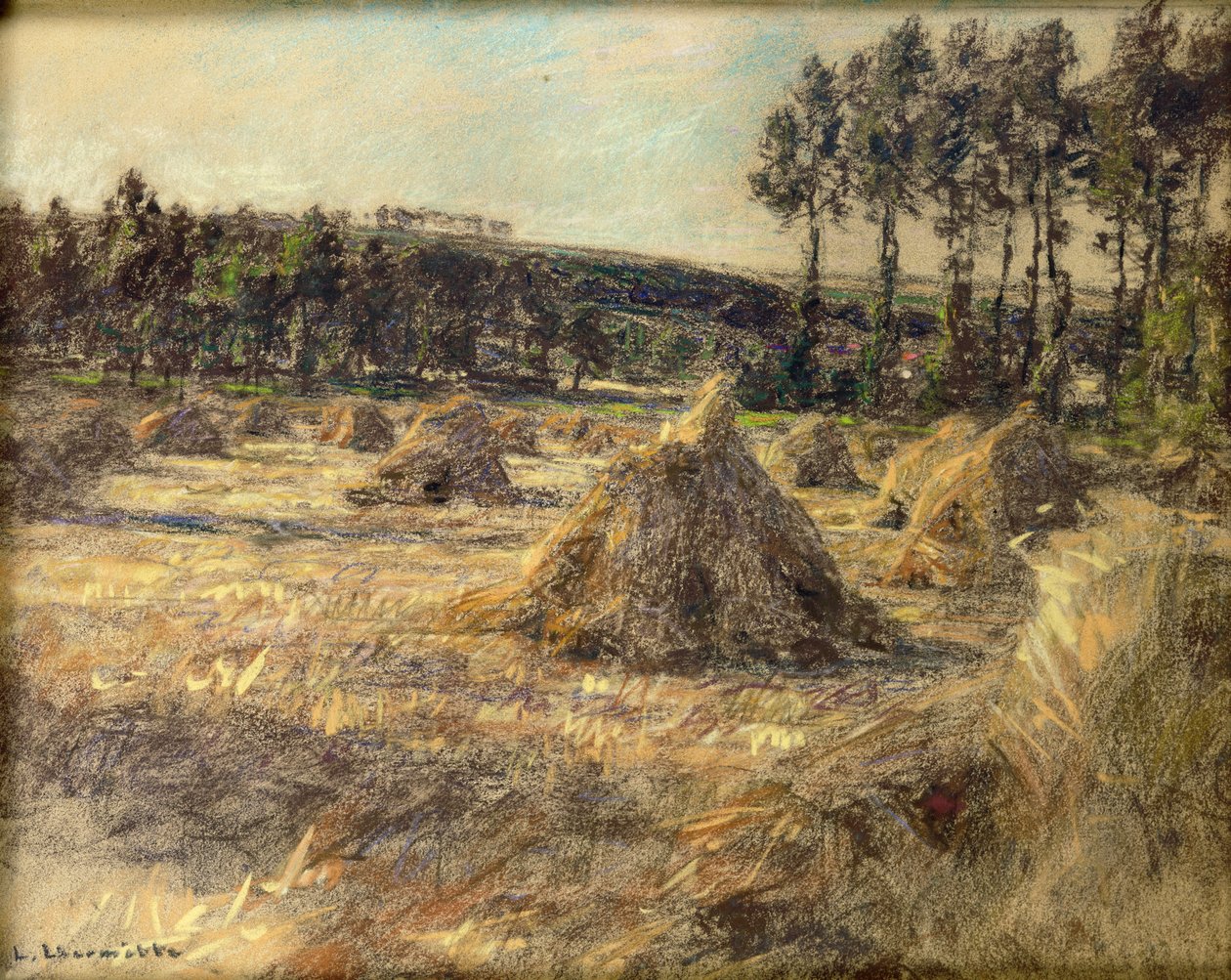 Haystacks in Sunset, 1906 (pastel na papíře) od Leon Augustin Lhermitte