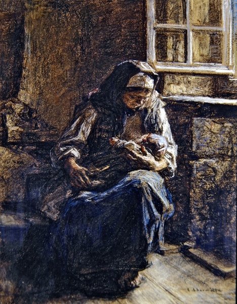 Matka kojí své dítě od Leon Augustin Lhermitte