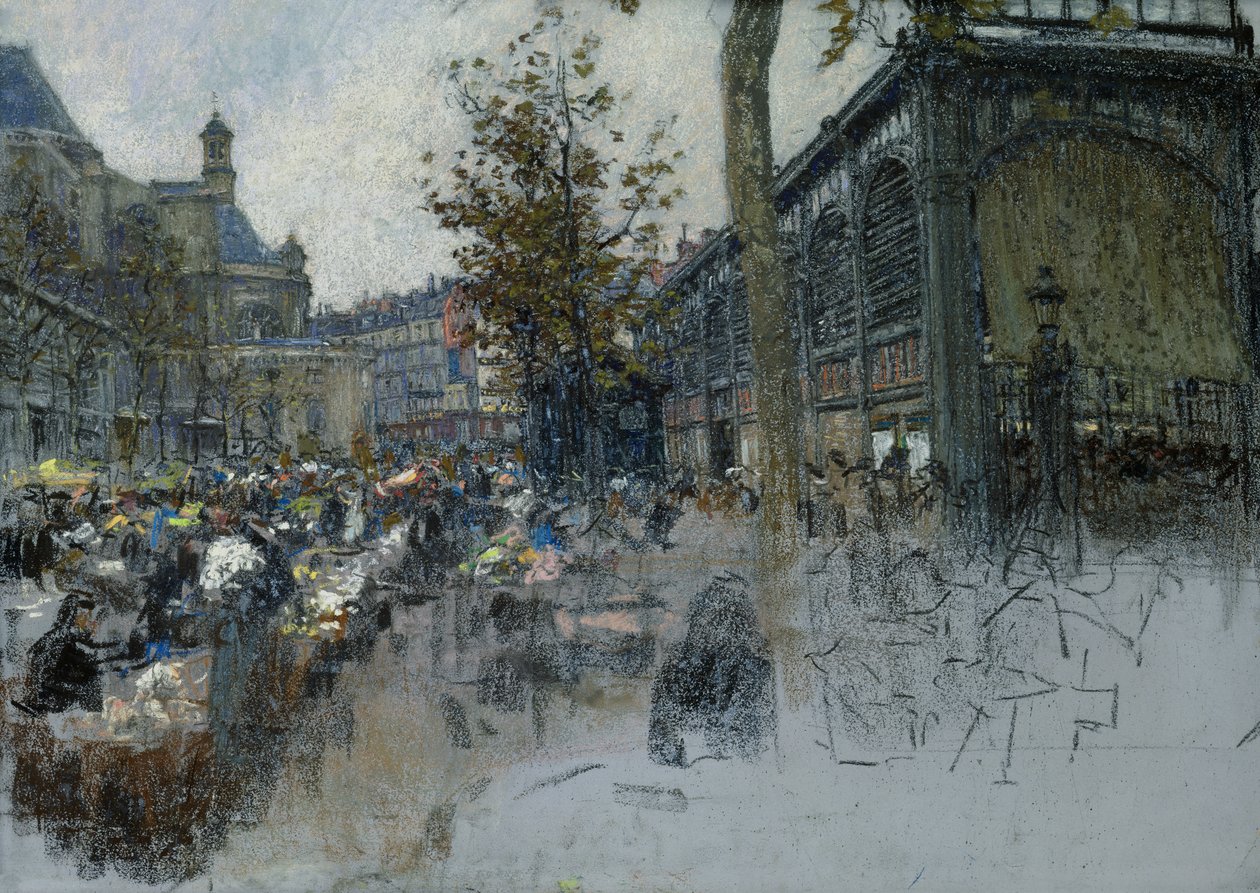 Studie pro Les Halles, 1893 (pastel na kartě) od Leon Augustin Lhermitte