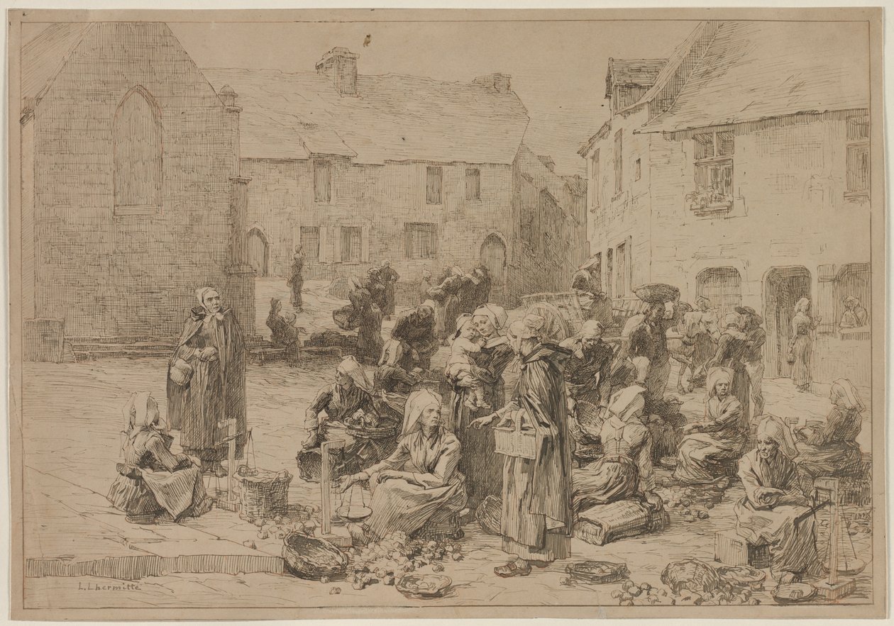 Apple Market v Landerneau od Leon Augustin Lhermitte