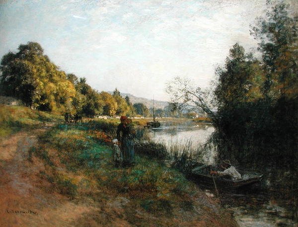 The Banks of the Marne, Return of the Fisherman, c.1907 (pastel na papíře) od Leon Augustin Lhermitte