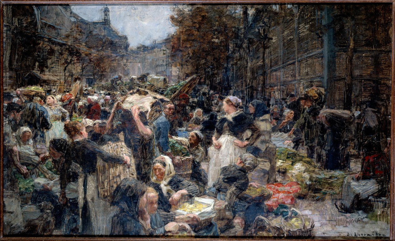 Síně. Dav na Marche des Halles v Paříži v 19. století. Skica Leon Augustin Lhermitte (1844-1925) od Leon Augustin Lhermitte