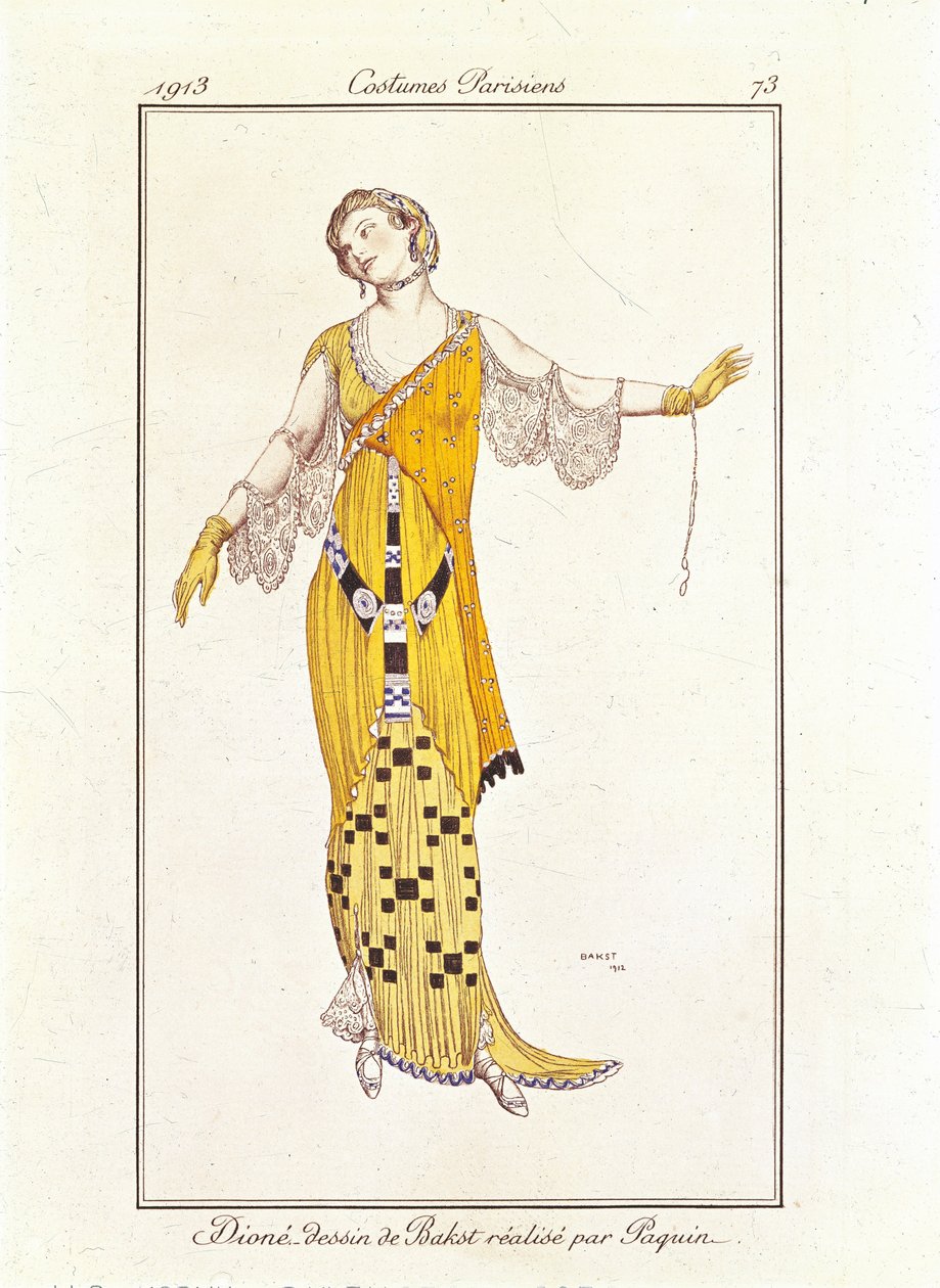 3285642 Dione, kresba Bakst od Jeanne Paquin. Pařížské kostýmy č.73 od Leon Bakst