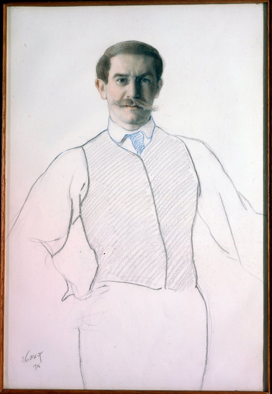 Autoportrét (Autoportrét) - Kresba Leon Bakst (1866-1924), Rozměr 32,6 x 28,6 cm od Leon Bakst