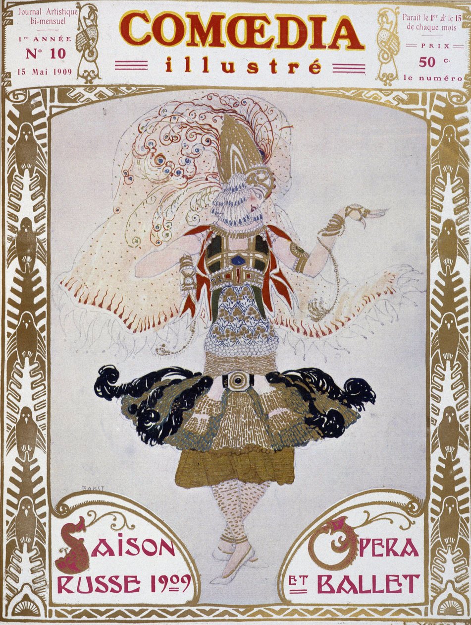 Tanečnice Ballet Russes od Baksta, kráva.“ Ilustrovaná Comoedia”” od Leon Bakst