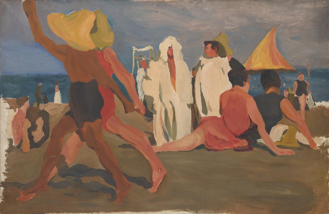 Koupající se na Lidu, Benátky Serge Diaghilev a Vasslav Nižinskij na pláži od Leon Bakst