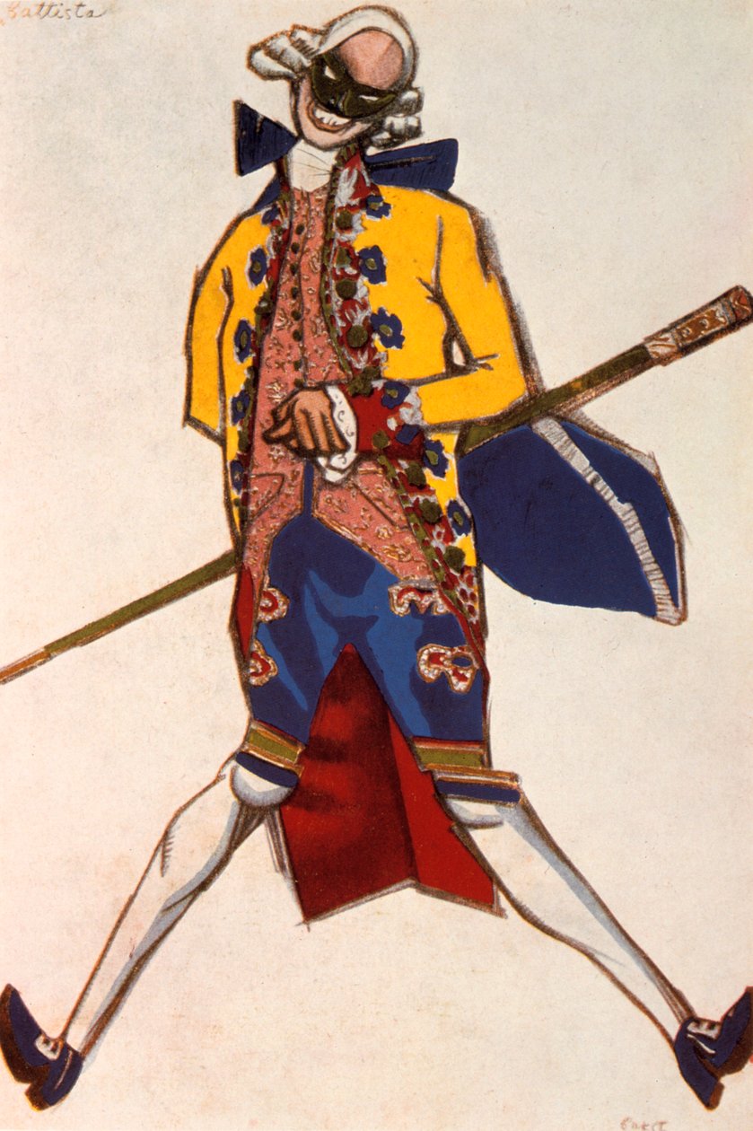 Battista, návrh kostýmů pro komedii Carol Goldoni, 1917 od Leon Bakst