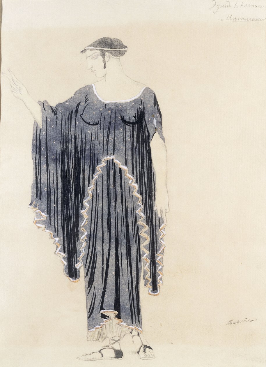 Kostýmní návrh pro Oidipa v Colonus-Antigone, c. 1899 až 1909 od Leon Bakst
