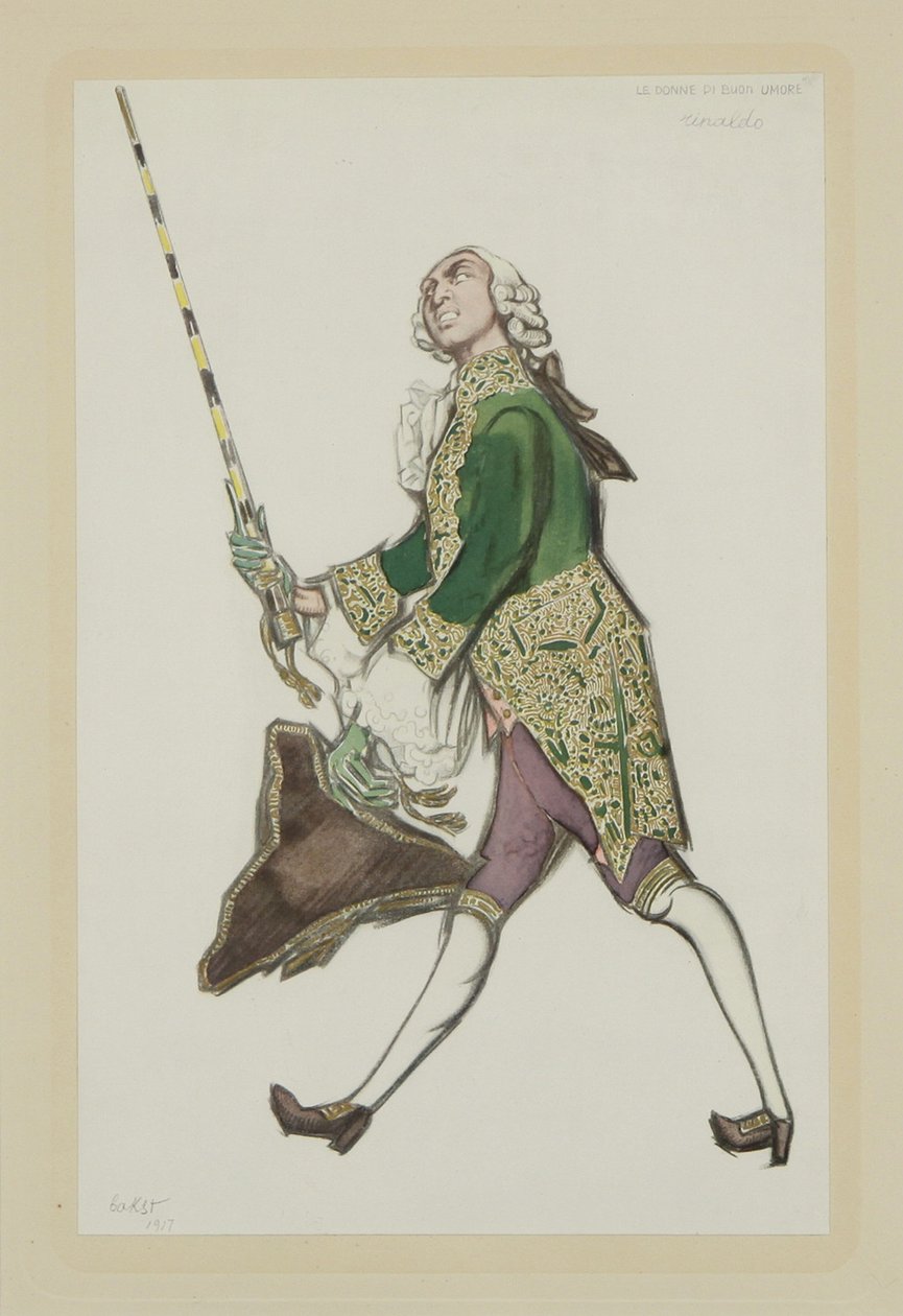 Kostýmní návrh pro Rinalda v baletu The Good-Humoured Ladies od Scarlatti, 1917 od Leon Bakst
