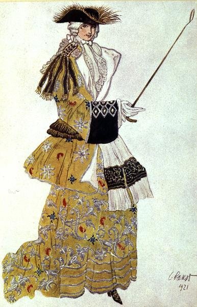 Kostýmní návrh pro The Baroness Hunting od Šípkové Růženky od Leon Bakst