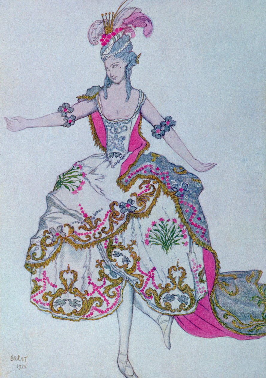 Kostýmní návrh pro The Fairy Carnation od Šípkové Růženky od Leon Bakst