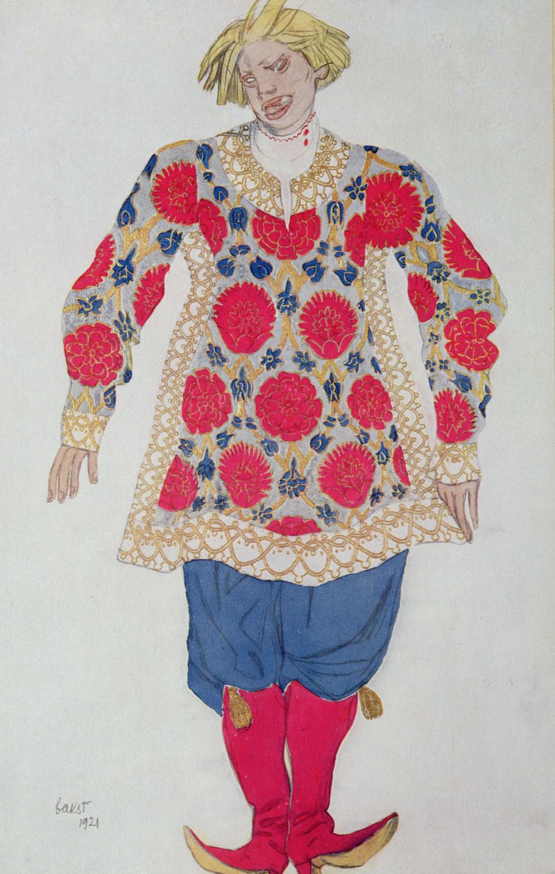 Kostýmní návrh pro The Russian Buffoon od Sleeping Beauty od Leon Bakst