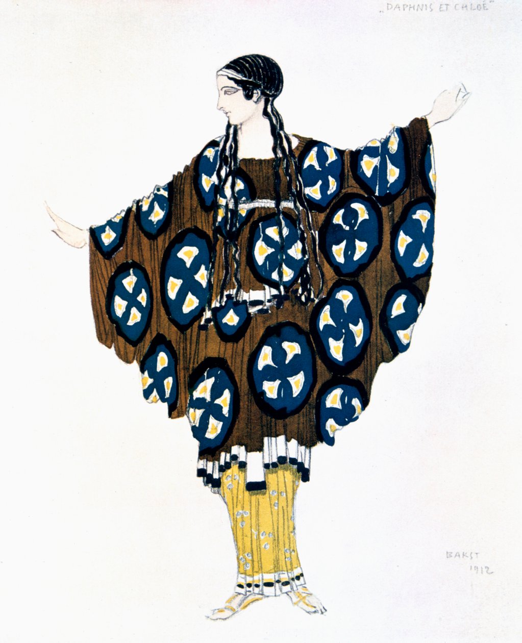 Návrh kostýmů pro inscenaci Ballets Russes Ravelse Daphnis et Chloe, 1912 od Leon Bakst