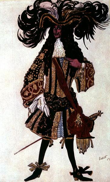 Kostýmní návrh pro Sousedního prince od Šípkové Růženky od Leon Bakst