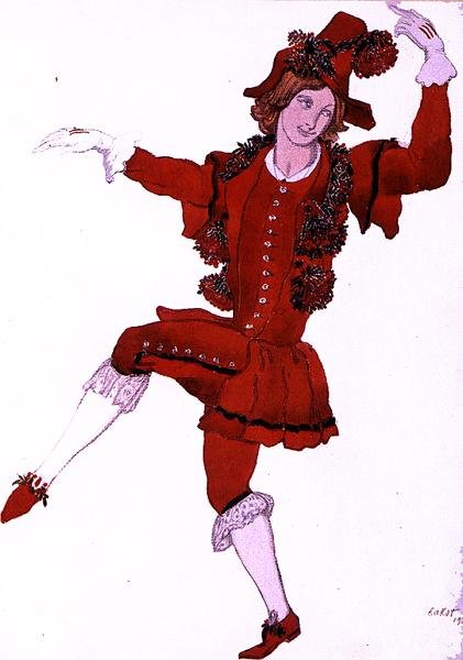 Kostýmní návrh pro Pageboy of the Fairy Mountain-Ash od Sleeping Beauty od Leon Bakst