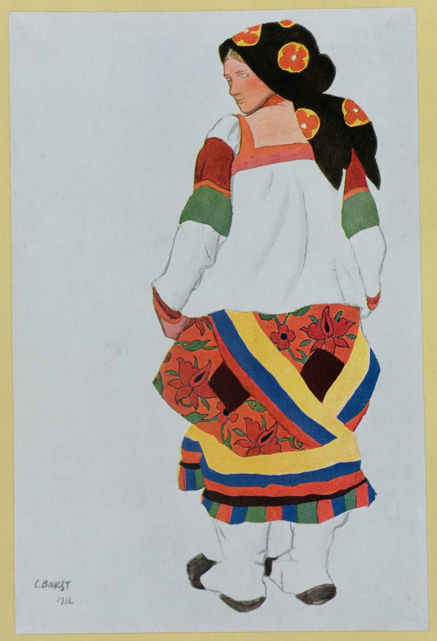 Návrh kostýmu pro selskou dívku od Leon Bakst
