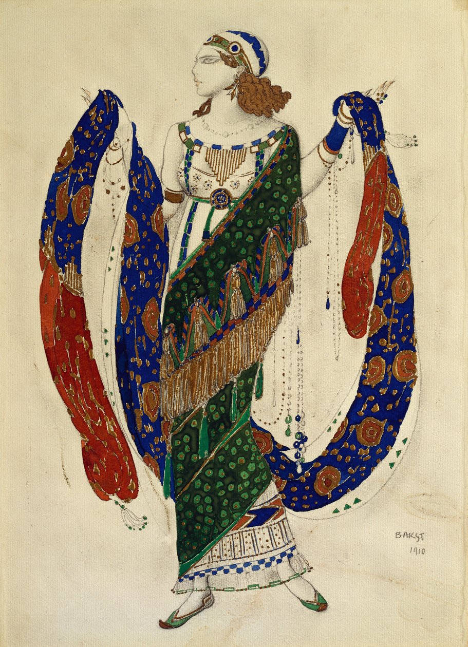 Kostýmní návrh pro tanečnici z "Kleopatra", 1910 od Leon Bakst