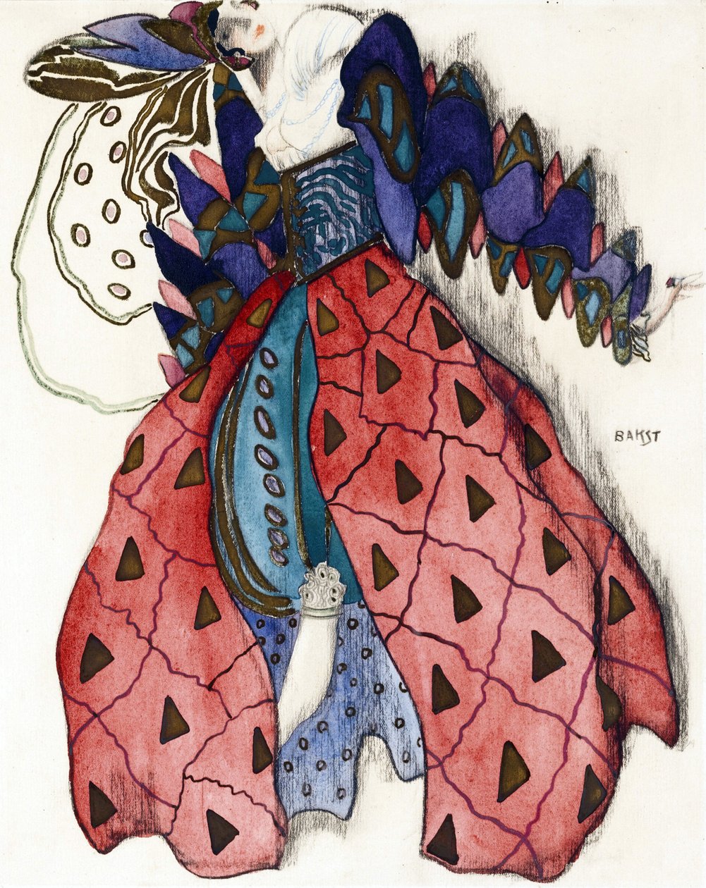 Kostýmní návrh pro balet "La Legende de Joseph"" od R. Strausse - Bakst, Leon (1866-1924) - 1914 - Akvarel, kvaš na papíře - 33x28 - Soukromá sbírka od Leon Bakst