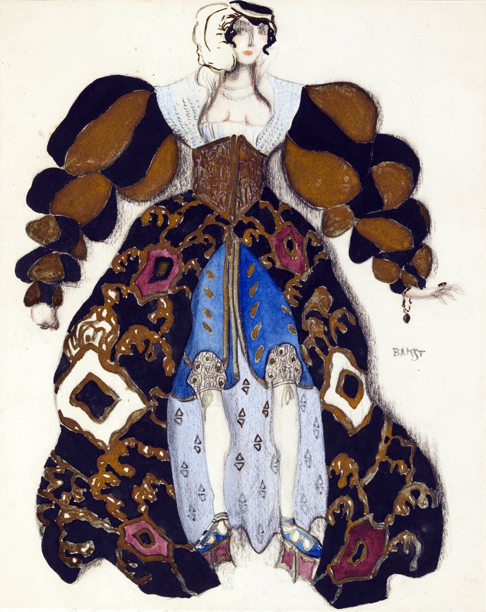 Kostýmní návrh pro balet "La Legende de Joseph"" od R. Strausse - Bakst, Leon (1866-1924) - 1914 - Akvarel, kvaš na papíře - 33x28 - Soukromá sbírka od Leon Bakst