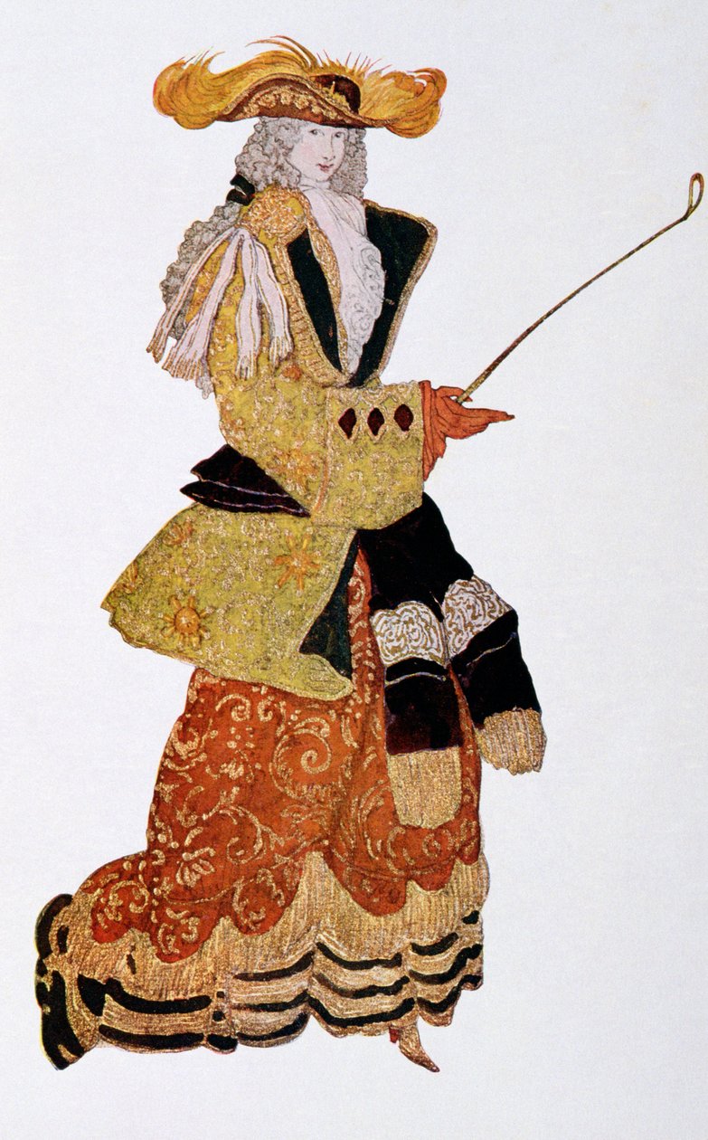 Kostýmní návrh pro markýzu Hunting, ze Šípkové Růženky, 1921 od Leon Bakst