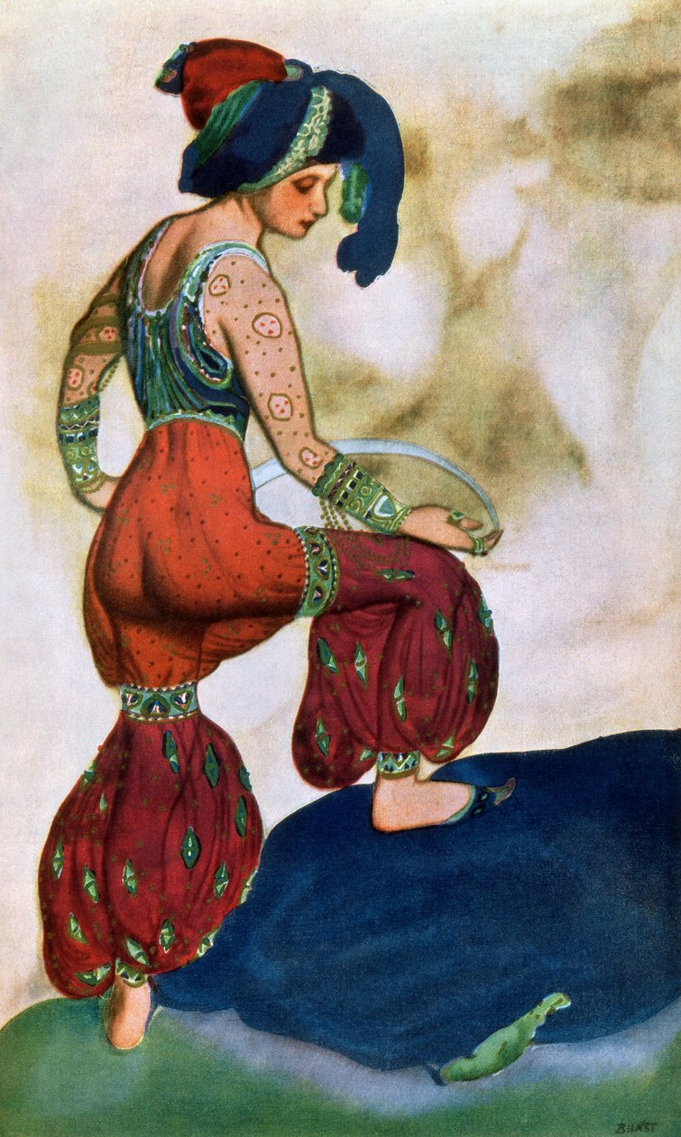 Kostýmní návrh pro Červeného sultána, od Sheherezad (barva litho) od Leon Bakst