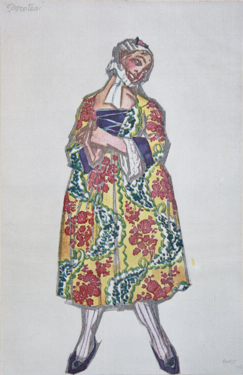 Kostýmní návrh pro balet Ženy v dobré náladě od C. Goldoni, 1917 od Leon Bakst