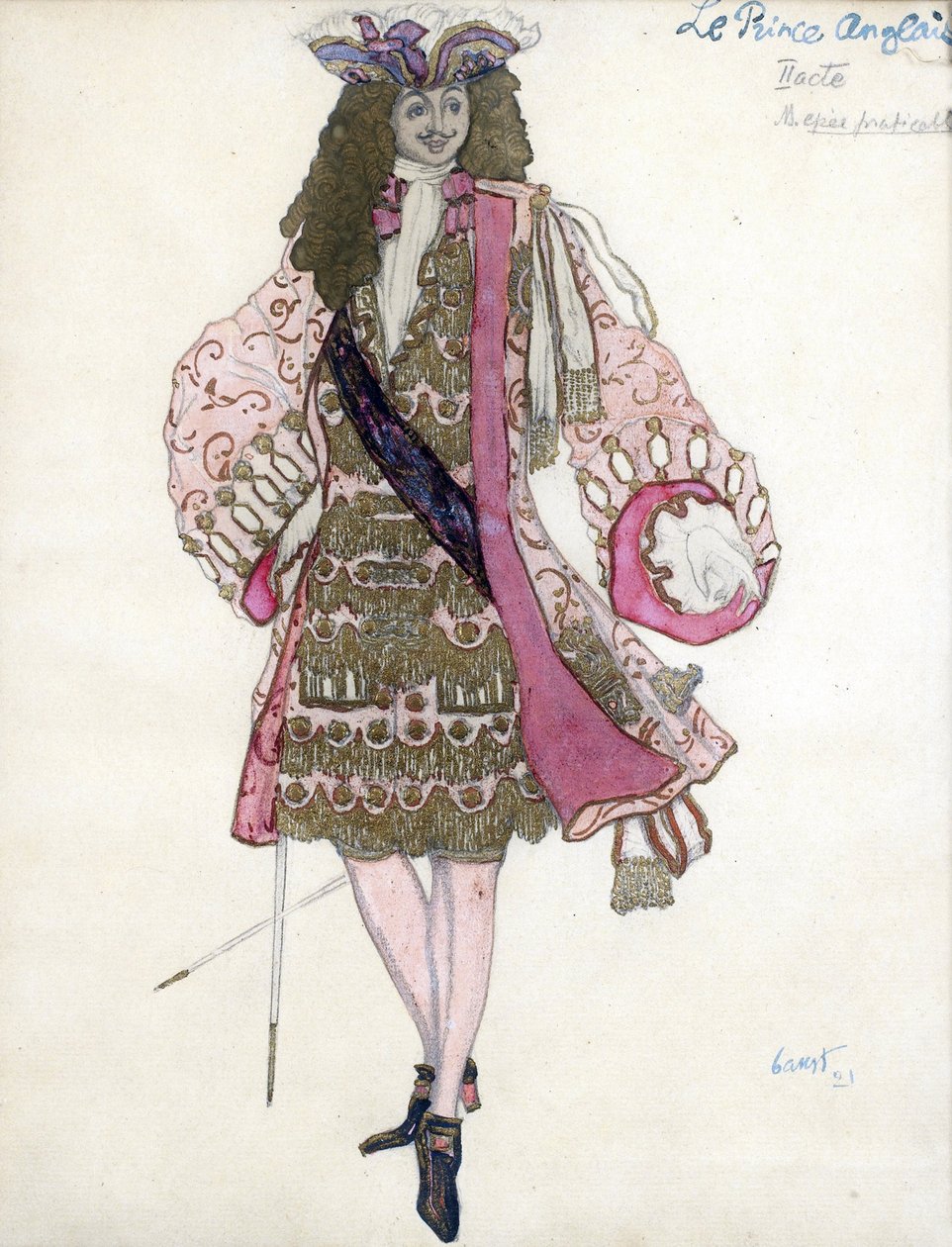 Návrh kostýmů pro balet Šípková Růženka P. Čajkovského - Bakst, Leon (1866-1924) - 1921 - Akvarel, Kvaš na papíře - 28x21 - Soukromá sbírka od Leon Bakst
