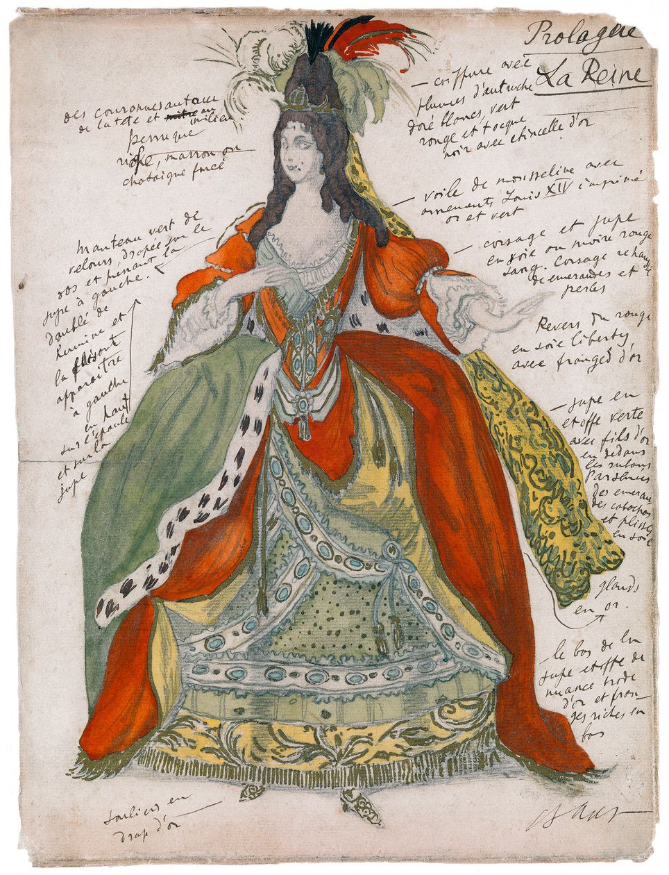 Kostýmní návrh k baletu Šípková Růženka P. Čajkovského, 1921 od Leon Bakst