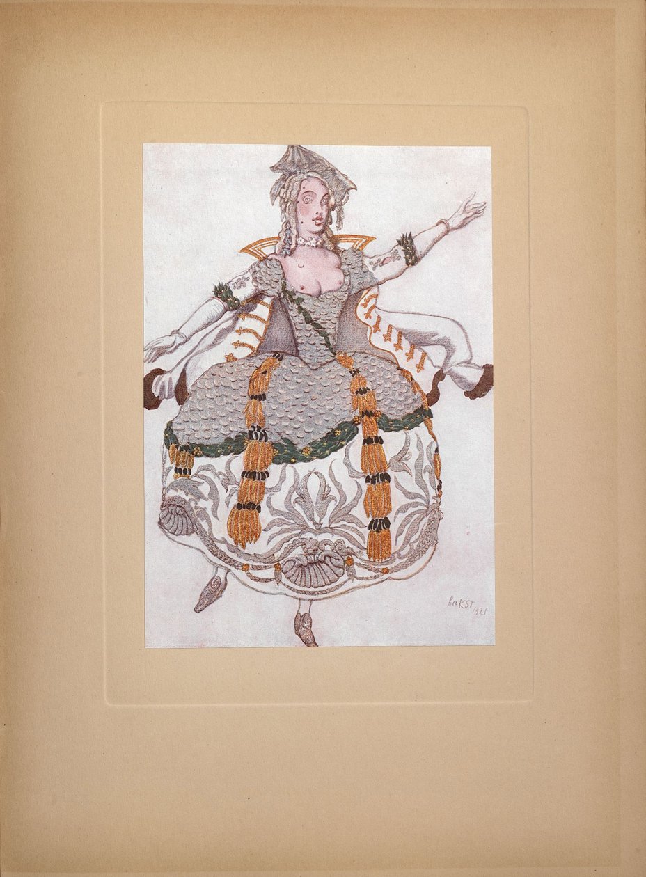 Kostýmní návrh k baletu Šípková Růženka P. Čajkovského, 1921 od Leon Bakst
