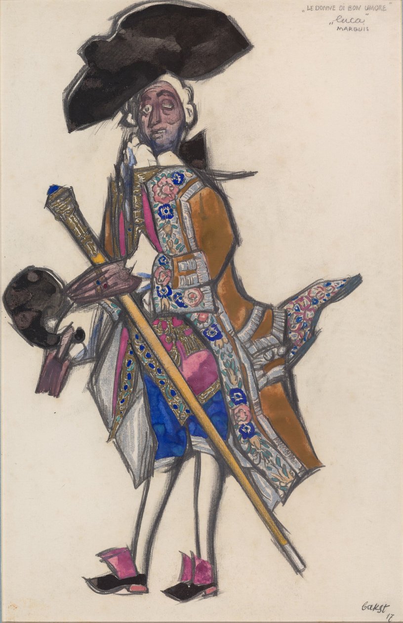 Návrh kostýmů pro balet The Good-Humoured Ladies od Scarlatti od Leon Bakst