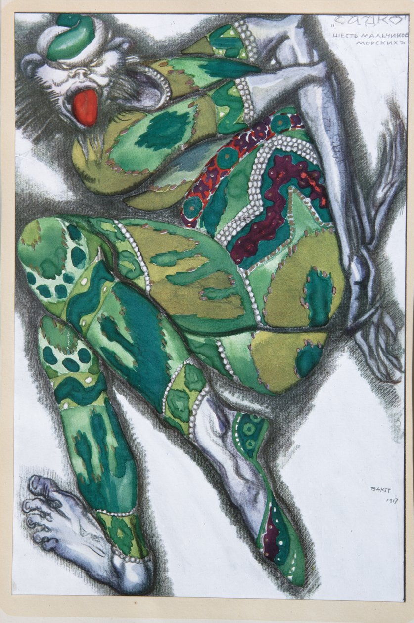 Kostýmní návrh opery Sadko N. Rimského-Korsakova, 1917 od Leon Bakst
