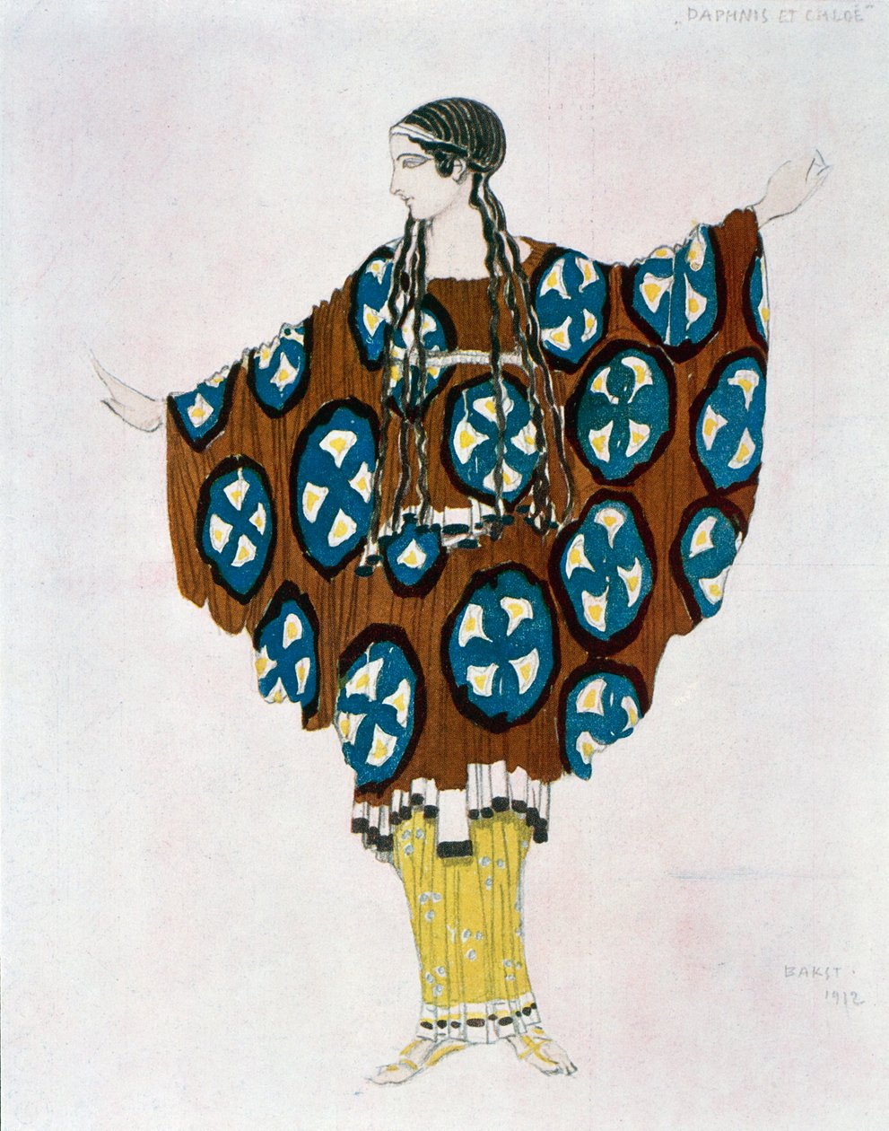 Kostým pro Dafnis a Chloe od Maurice Ravela (1875-1937) 1912 (akvarel) od Leon Bakst