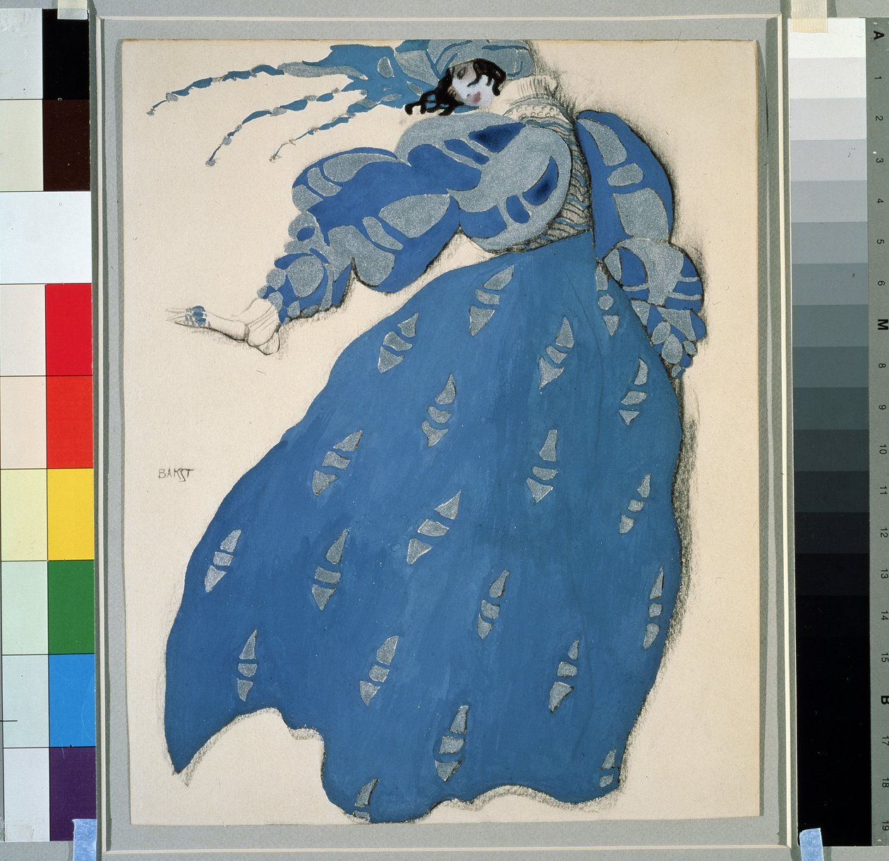 Kostým pro balet "Les dames de bonne humeur" (Les femmes de bonne humeur) v režii Carlo Goldoni (1707-1793) od Leon Bakst