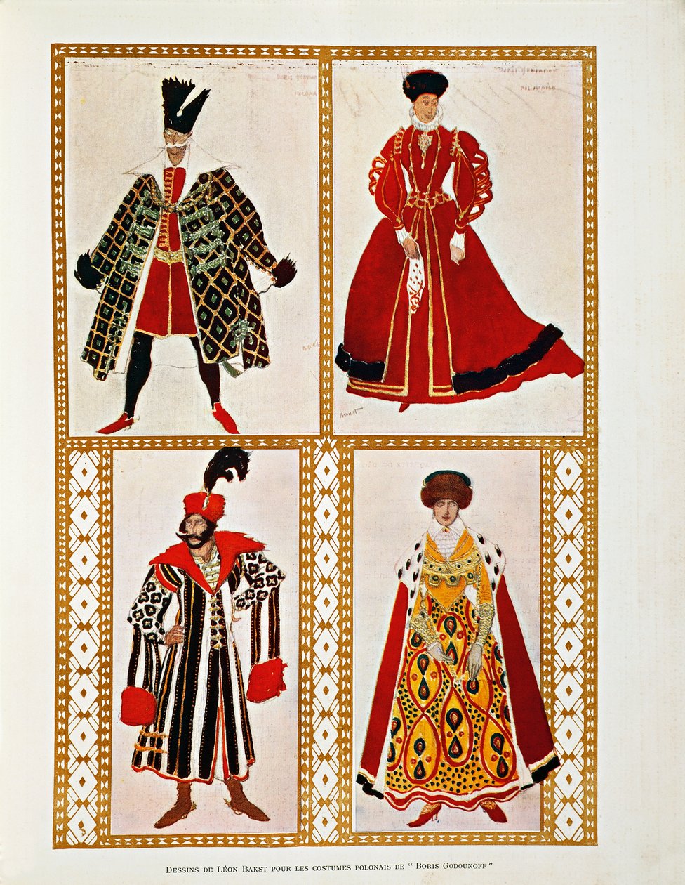 Kostýmy pro Polonézu Boris Godunov od Modesta Musorgského (akvarel) od Leon Bakst