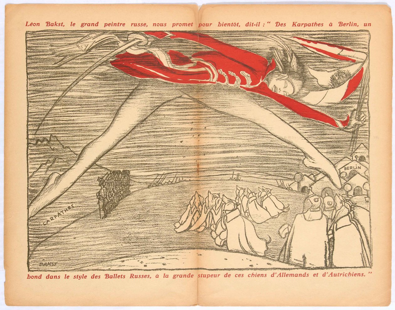 Z Karpat do Berlína, skok ve stylu ruských baletů..., c. 1915. od Leon Bakst