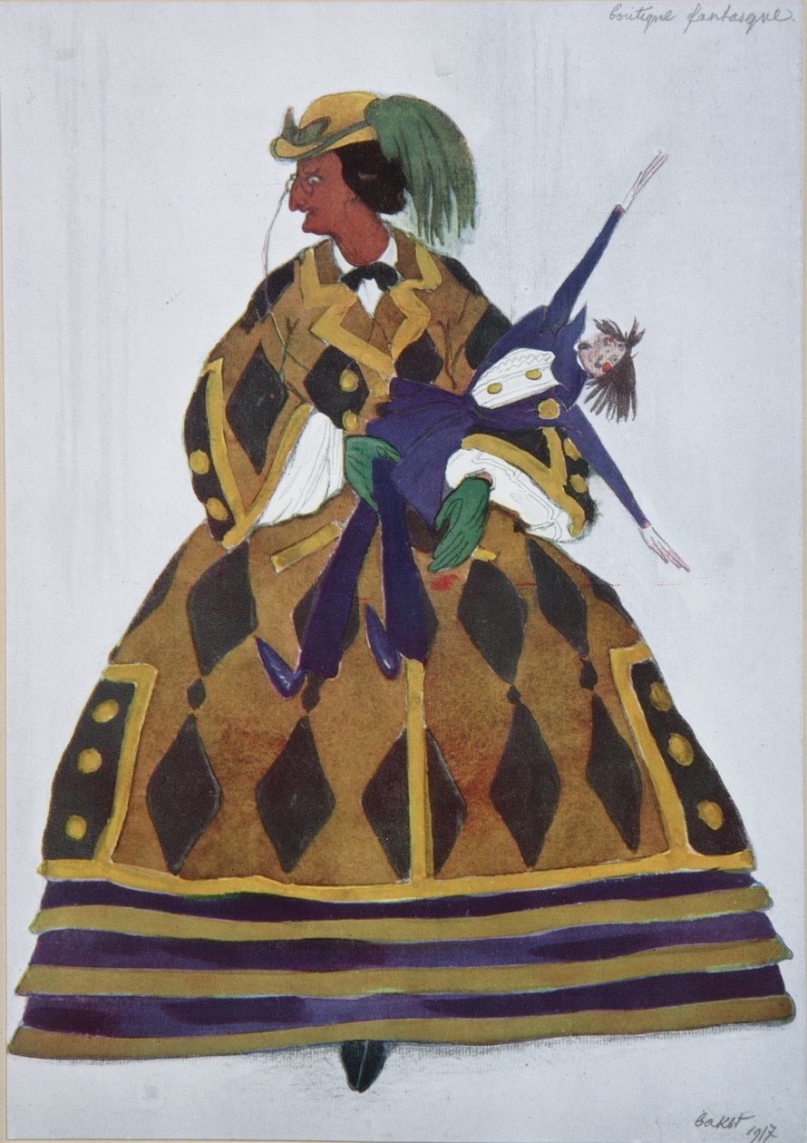 Angličanka. Návrh kostýmů pro balet The Magic Toy Shop od G. Rossiniho, 1919 od Leon Bakst