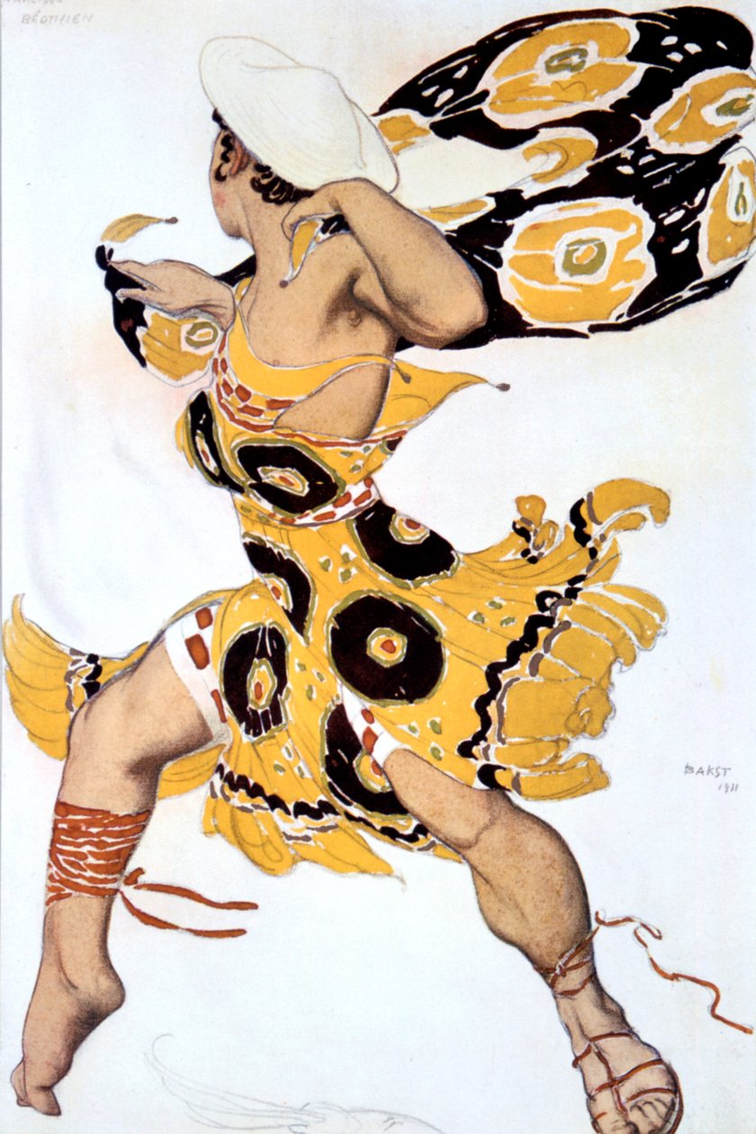 Ephebe, kostýmní návrh pro inscenaci Ballets Russes Tcherepnins Narcisse, 1911 od Leon Bakst