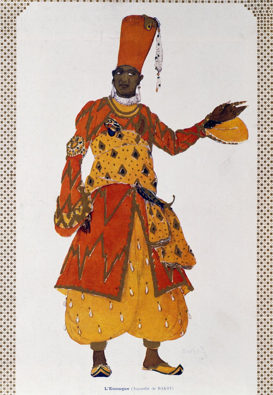 Eunuch, kostým pro balet Šeherezáda (akvarel) od Leon Bakst