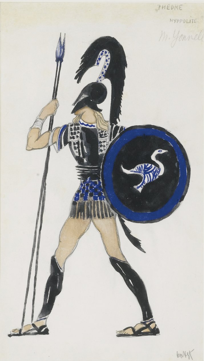 Hippolyte. Návrh kostýmů pro Ballet Phèdre, cca 1923 od Leon Bakst