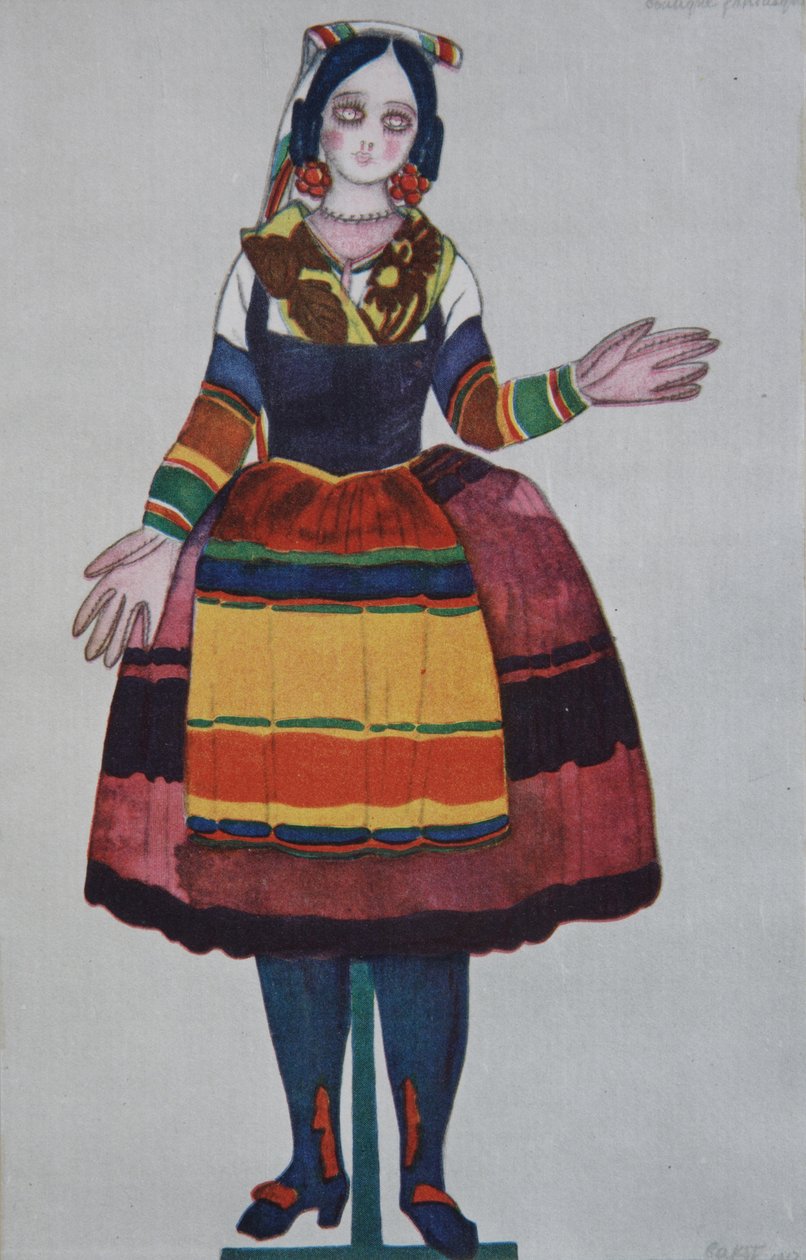 Italská loutka. Návrh kostýmů pro balet The Magic Toy Shop od G. Rossiniho, 1919 od Leon Bakst